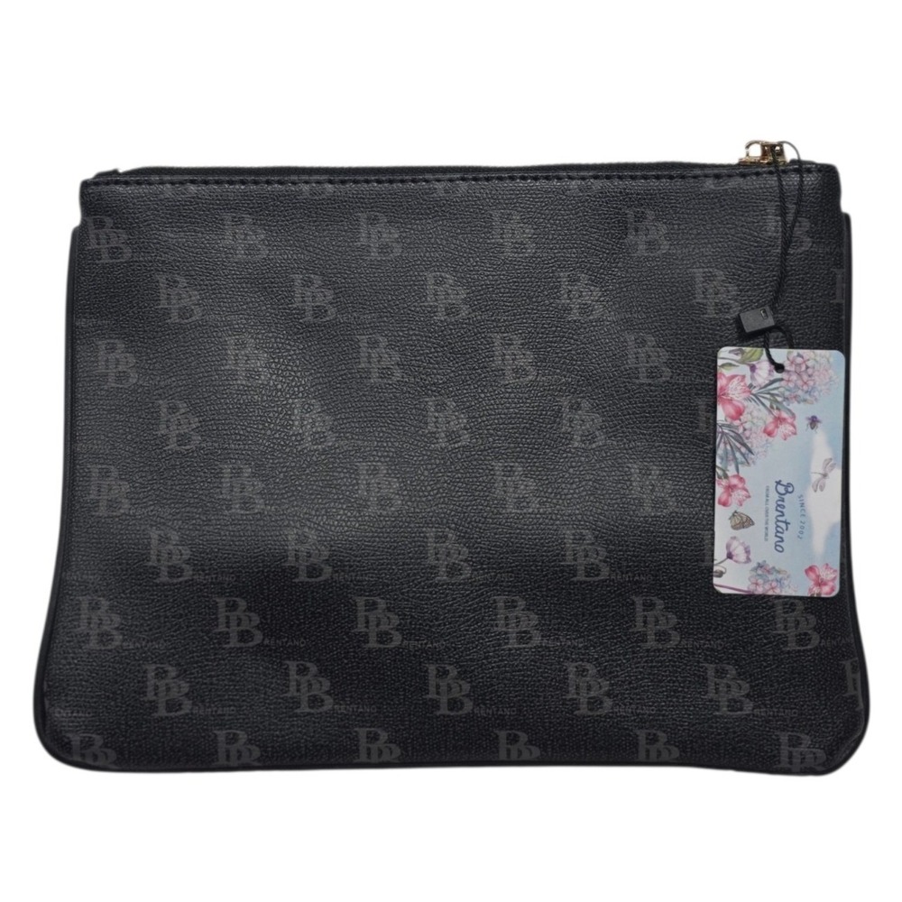 Brentano Pouch Bag Womens OS Black Monogram CJ11265MB Zippered Clutch New